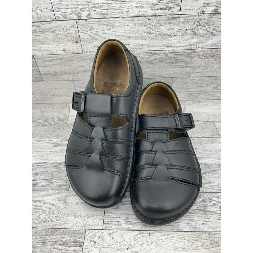 Footprints Birkenstock Black Leather Fisherman Caged Shoes Buckle EU 36 US 5-5.5